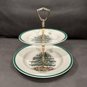 Spode Christmas Tree Double Tier Tray w/ Box included-1 ITEM -More items to List